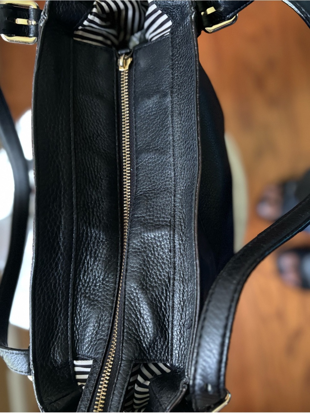 kate spade Black Pebbled Leather Shoulder Bag with Front Zip Pocket - Picture 13 of 15